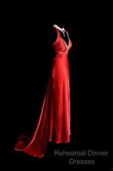 Vintage Mermaid Spaghetti Straps Satin Red Semi Formal Prom Gown Fairy Semi Formal Prom Dresses